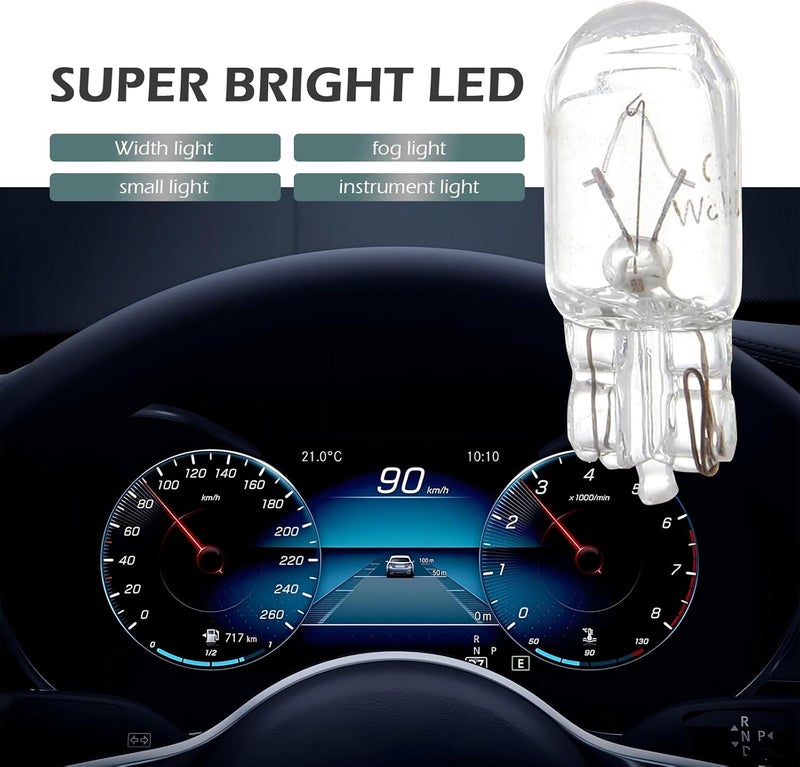 Downhill 10 PCS T10 168 192 Bulb,12V 5W Shockproof Quartz Glass Instrument Light/side Light/Taillight, Multi-function Plug and Play Turn Signal Lights, Universal T10 Bulb Replace (Warm white light) - Image 3